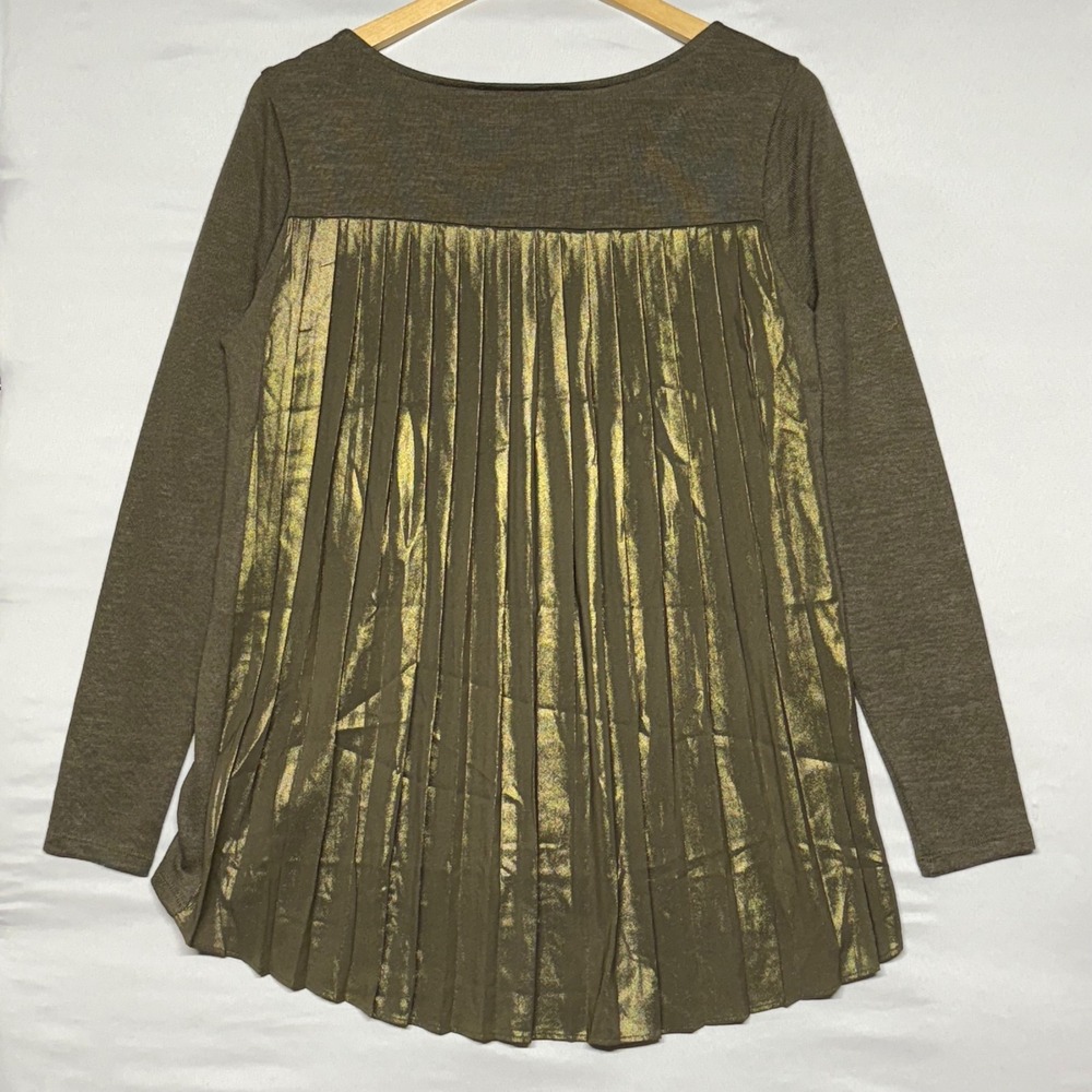 G By Giuliana‎ Olive Green Long Sleeve Tunic Top Women's Size S Pleated Hem - Picture 11 of 11